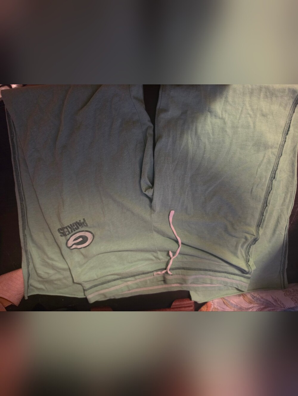 Reebok Green Pajama Sweatpants with Pink Drawstring